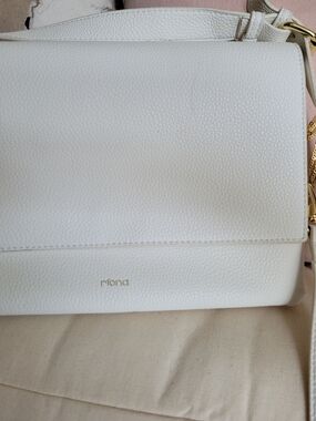RIONA White Pebbled Leather Crossbody Bag